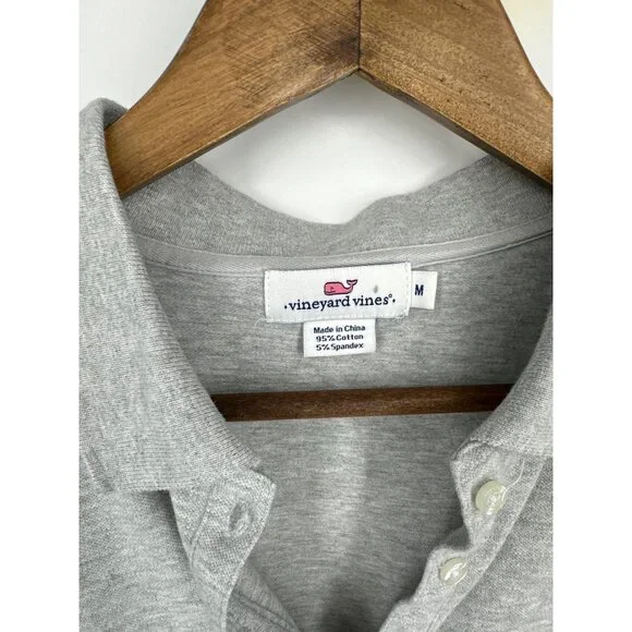 Vineyard Vines Womens Gray Short Sleeve Polo Shirt Size M Cotton Blend - Picture 5 of 10
